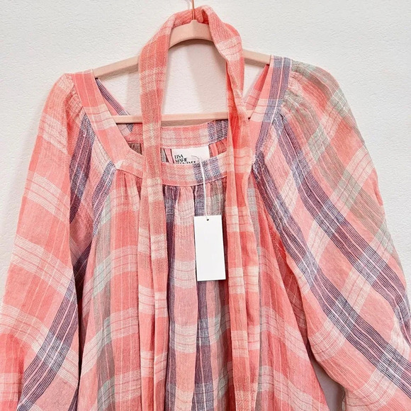 Lisa Marie Fernandez Linen Laure Madres Multi Plaid Gauze Midi Dress sz 0 - Picture 5 of 7